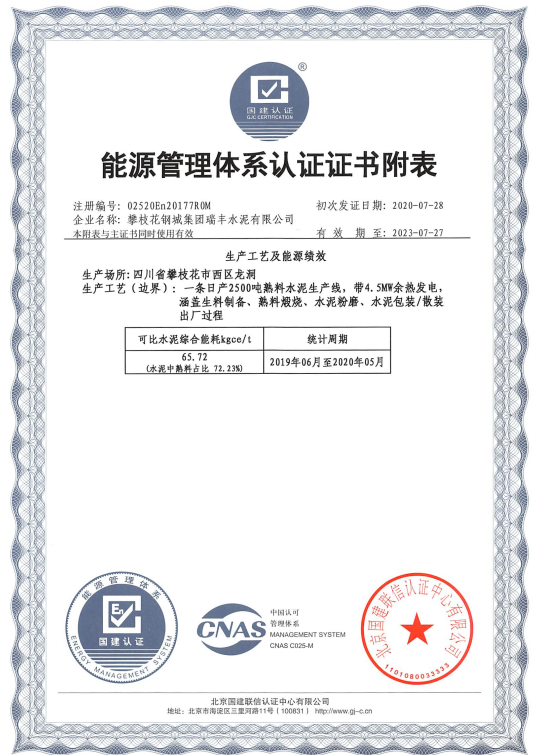 攀枝花瑞峰水泥有限公司 2020年度溫室氣體排放信息披露書(shū)(圖4) 攀枝花瑞峰水泥有限公司 2020年度溫室氣體排放信息披露書(shū)(圖4)